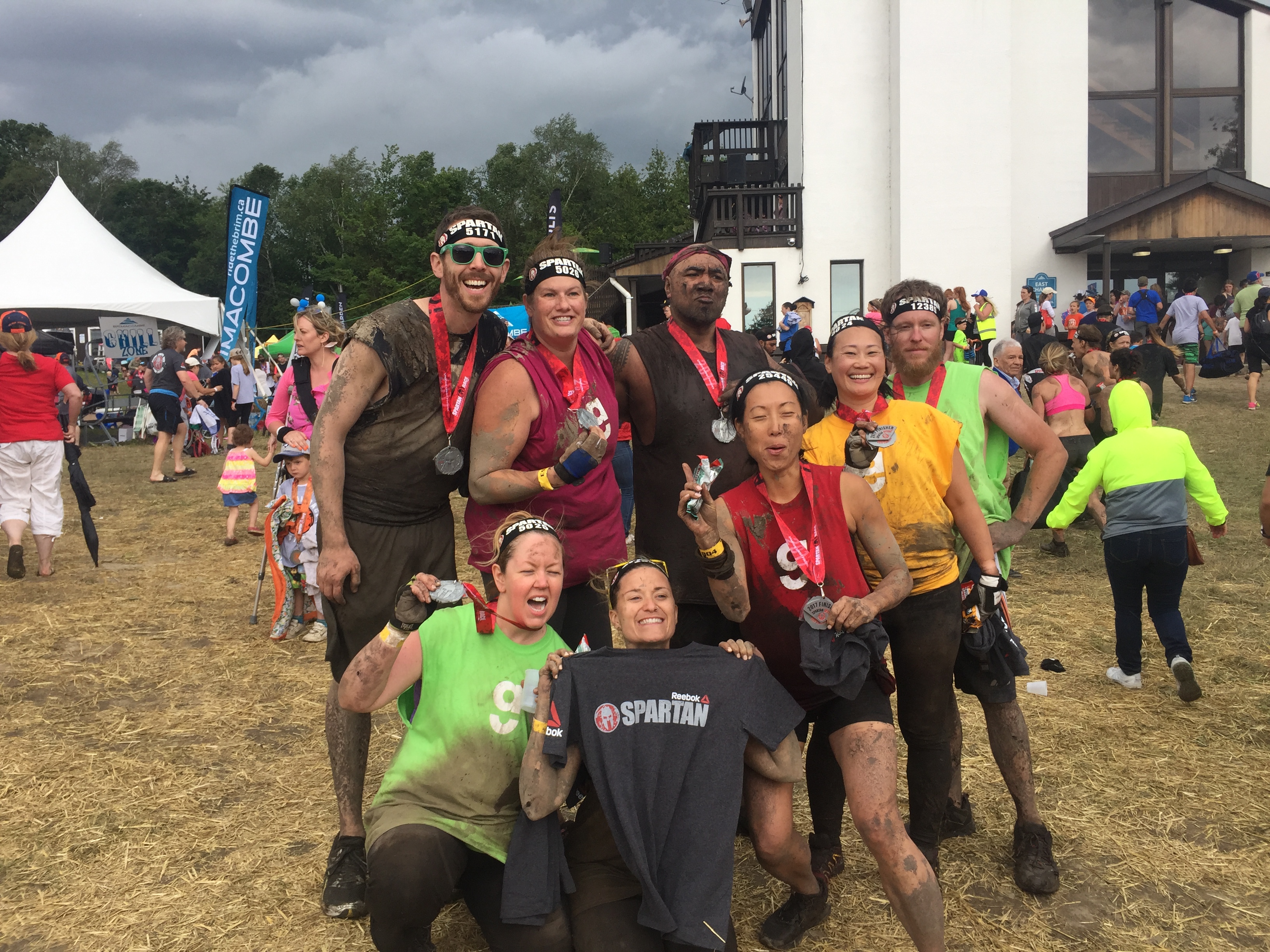 Matthew Randall with his Spartan Race team after completing the challenge in 2017.