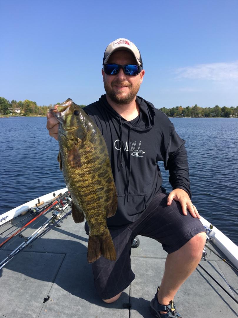 Jake Trout fishing Georgian Bay on September 25, 2017 with Matthew Randall, holding 1 fish and smiling