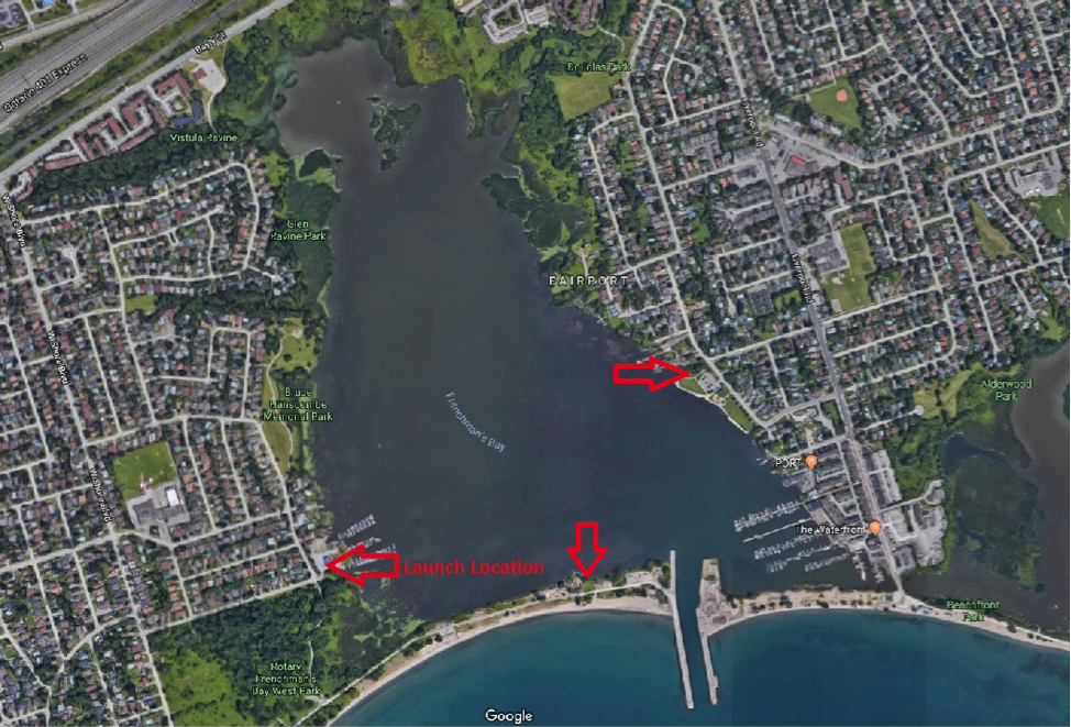 Map of where you can launch if you want to  fish Frenchman's Bay